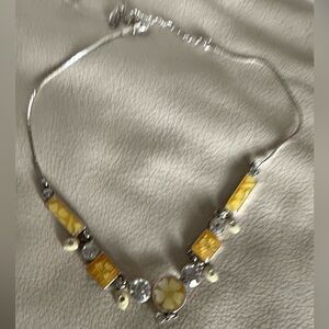 Pilgrim Yellow and Silver Geometric Necklace